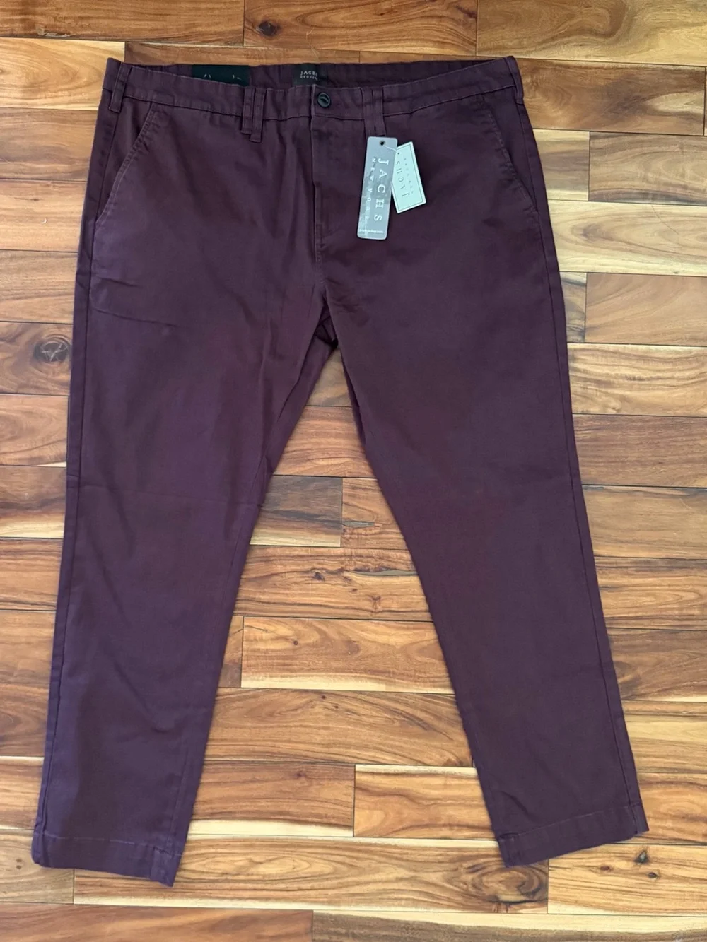NWT Jachs New York 40x30 Burgundy Flat Front Chino Pants Heritage Office Casual